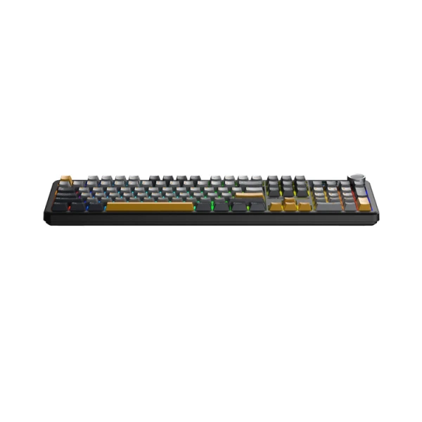Keyboard: AULA F108 PRO Tri-Mode RGB Mechanical Keyboard Gray/Yellow (Reaper Switch)