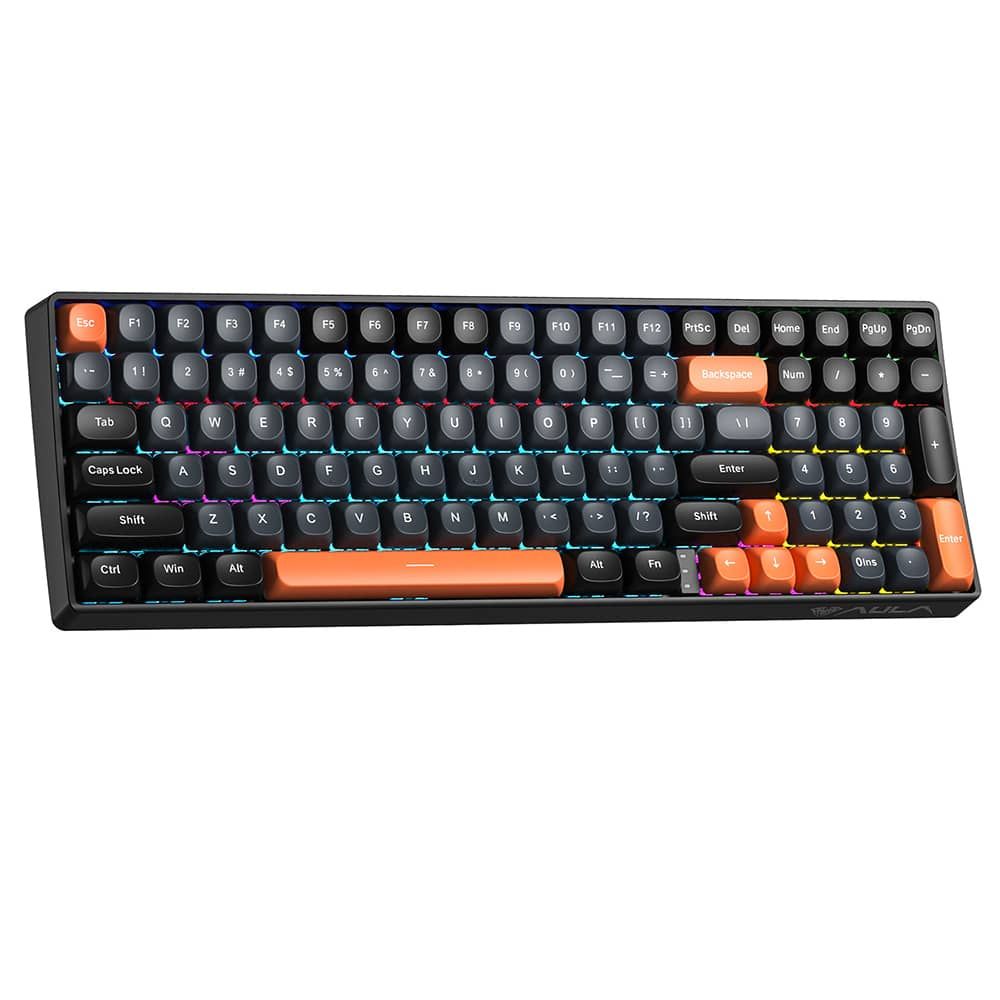 Keyboard: AULA S100 Rainbow LED Wired Gaming Keyboard Black (Blue/Brown ...