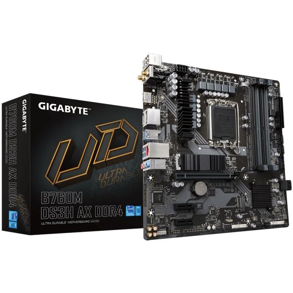 GIGABYTE Motherboard B760M DS3H AX s1700 B760 4xDDR5 M.2 HDMI DP Wi-Fi mATX