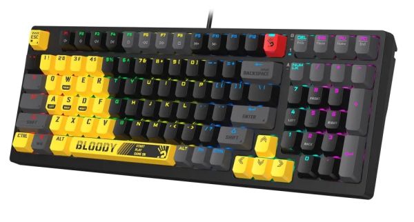 Keyboard: A4tech Bloody S98 RGB Mechanical Gaming Keyboard Red Switch US Layout Sports Lime