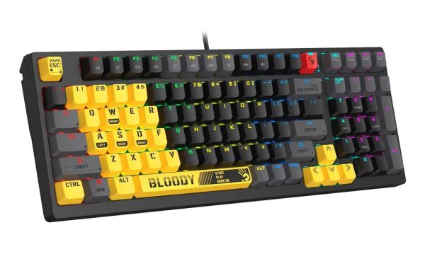 Keyboard: A4tech Bloody S98 RGB Mechanical Gaming Keyboard Red Switch US Layout Sports Lime