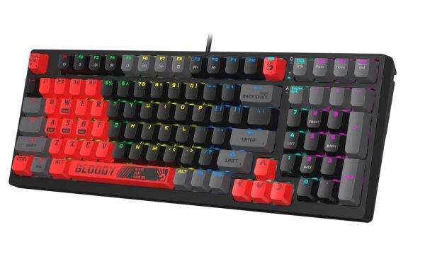 Keyboard: A4tech Bloody S98 RGB Mechanical Gaming Keyboard Red Switch US Layout Sports Red