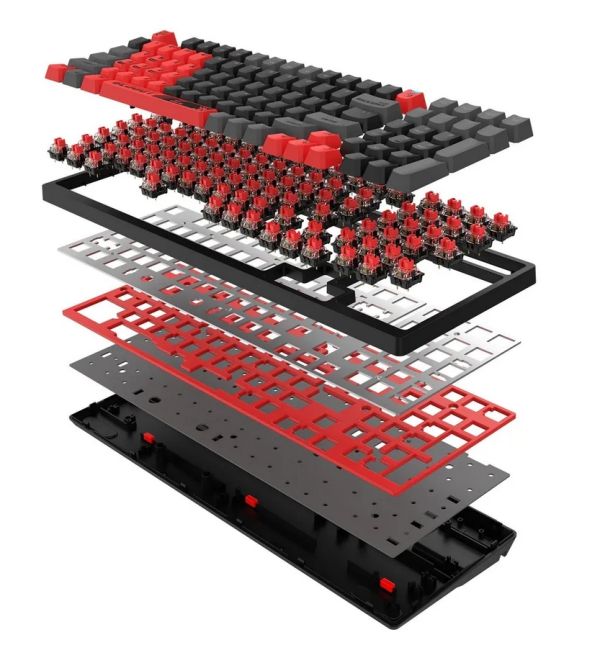 Keyboard: A4tech Bloody S98 RGB Mechanical Gaming Keyboard Red Switch US Layout Sports Red