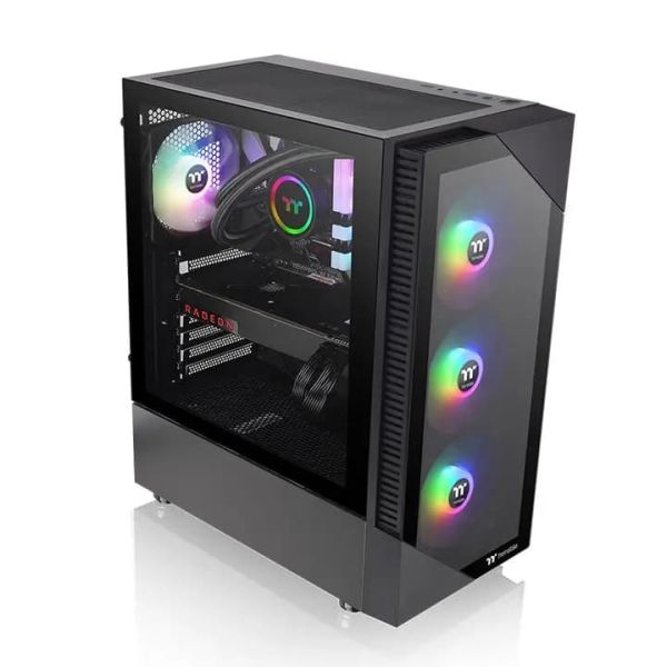 View 200 TG ARGB, THERMALTAKE, CASE, Black, ATX, 3x120mm ARGB Fans, AIO 360mm, air 166mm, GPU 330mm, 2x3.5", USB 3.0x2, Audi