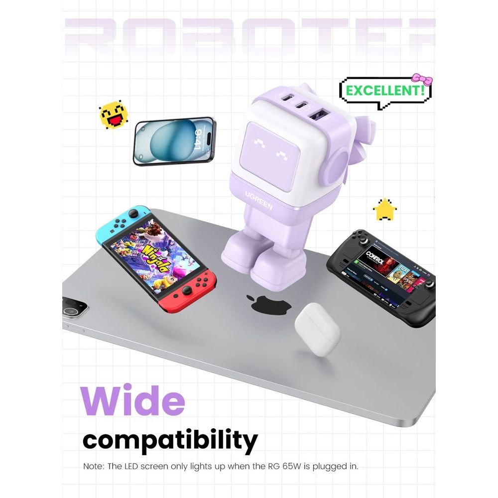 Mobile charger UGREEN CD361 (35291) Nexode Uno RobotGaN, 65W, USB, USB ...