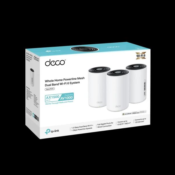 TP-Link, Deco PX10(3-pack) AX1500 + AV1000 Whole Home Powerline Mesh Wi-Fi 6 System