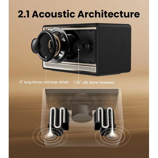 Speaker Edifier ES300, 60W, Bluetooth, Wi-Fi (Apple AirPlay), USB-A, AUX, Tabletop Speaker, Black