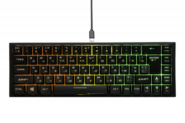 2E GAMING Membrane keyboard KG360 68key, USB-A/WL, EN/UA/RU, RGB, black