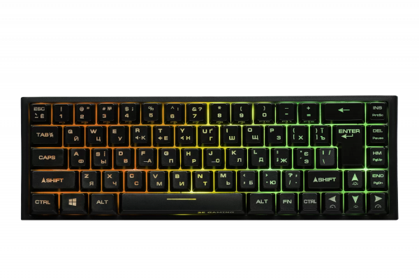 2E GAMING Membrane keyboard KG360 68key, USB-A/WL, EN/UA/RU, RGB, black
