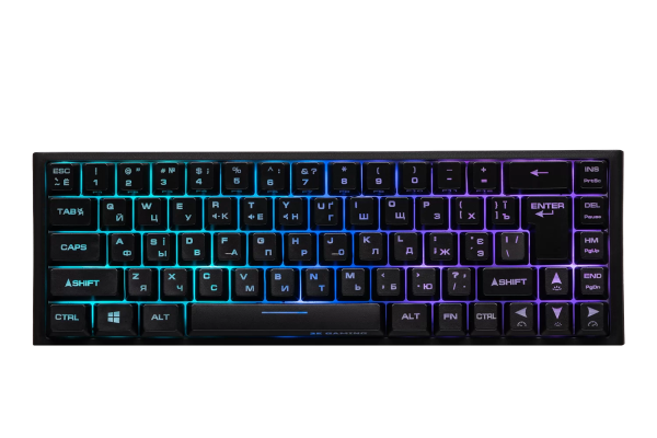 2E GAMING Membrane keyboard KG350 68key, USB-A, EN/UA/RU, RGB, black
