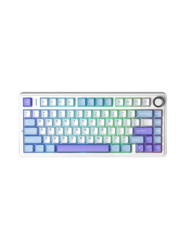 Keyboard: AULA F75 Gasket Wireless Mechanical Keyboard Blue/White/Purple (Reaper Switch)