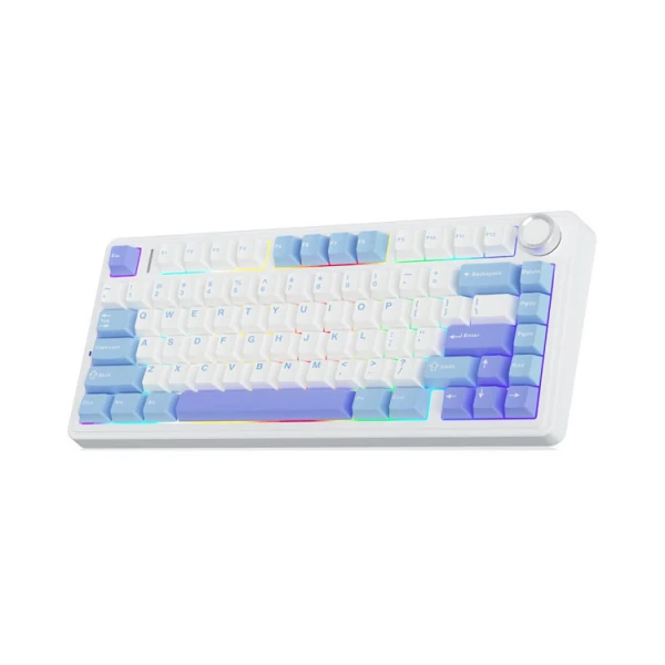 Keyboard: AULA F75 Gasket Wireless Mechanical Keyboard Blue/White/Purple (Reaper Switch)