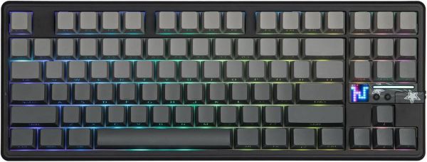 Keyboard: AULA F87 PRO V2 Tri-Mode RGB Mechanical Keyboard Black/Gradient Grey (Gray Wood Switch V4)