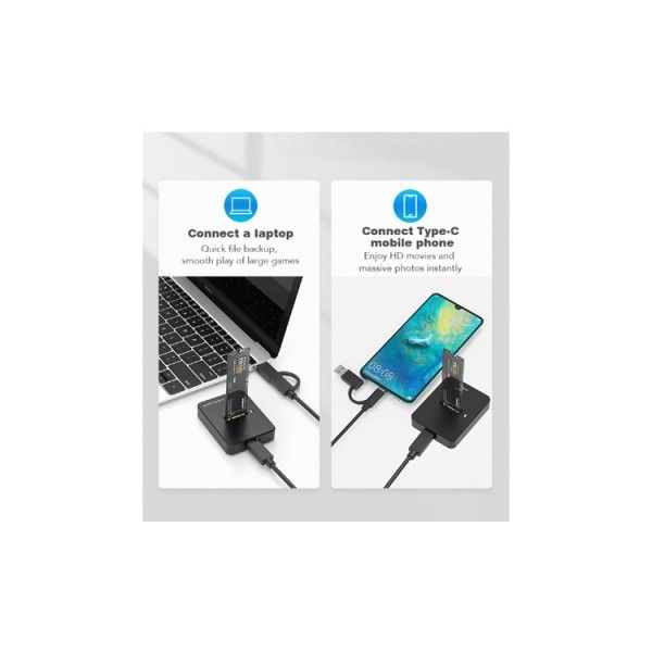 Hard drive docking station: Gembird DD-U3M2 Desktop USB Type-C M.2 SATA & NVME SSD drive docking station black