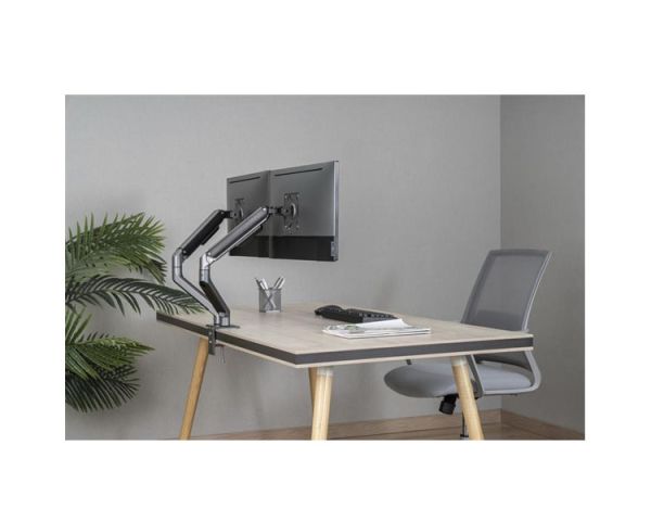 Monitor Arm: Gembird MA-DA2-05 Desk mounted adjustable double Monitor Arm 17"-32" Space Grey