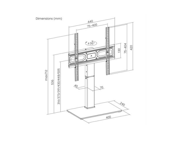TV stand: Gembird TVS-D65S-01 Tabletop TV Stand (swivel) 32"-65" Black