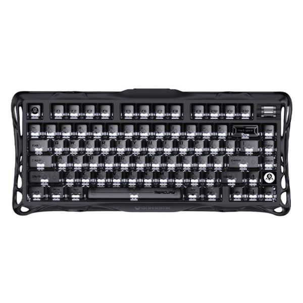Keyboard GravaStar Mercury K1 80keys, GravaStar x Kailh Cheery Pink, EN, BT/WL/USB, Stealth Black