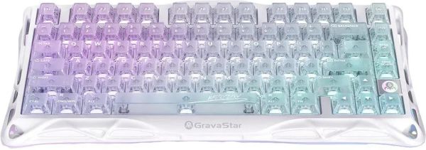 Mechanical keyboard GravaStar Mercury K1 Lite 80keys, GravaStar x BSUN Grey, BT/WL/USB, RGB, Crystal Aurora