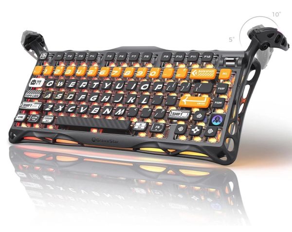 Mechanical keyboard GravaStar Mercury K1 Pro 80keys, GravaStar x Kailh Speedy Mint, BT/WL/USB, RGB, CyberFlare