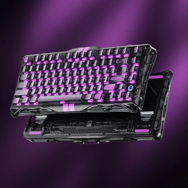 Mechanical keyboard GravaStar Mercury V75 Lite 75keys, Blackcore, USB-A, Transparent Black