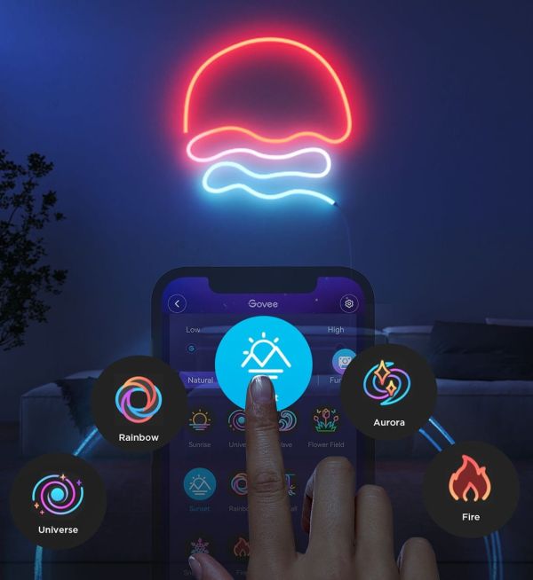 Govee 3M Neon Preinstalled Strip Light White support Matter(Homekit, Google, Alexa, Smarthings)