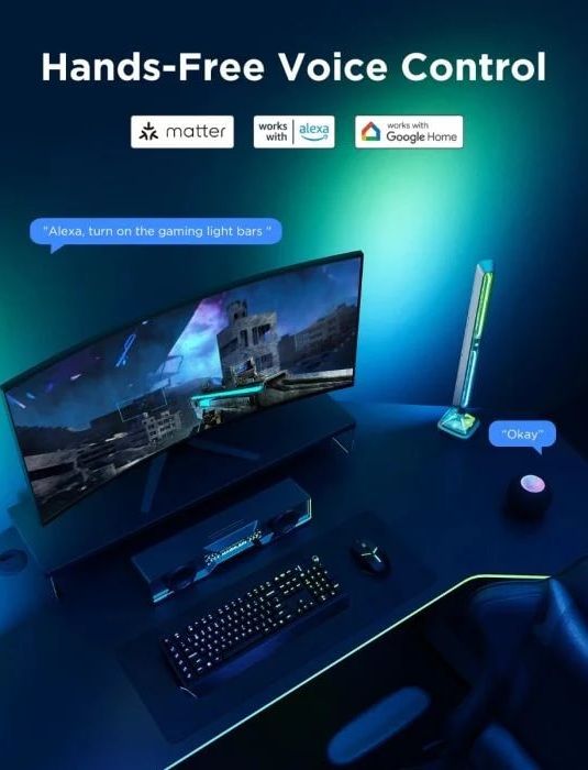 Govee H6048 Govee Gaming Light Bars Pro, RGBIC, WI-FI/Bluetooth, чорний