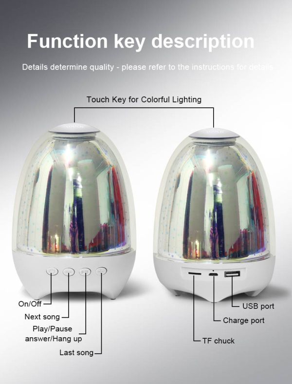 POWKIDDY Bluetooth Speaker LED Colorful Atmosphere