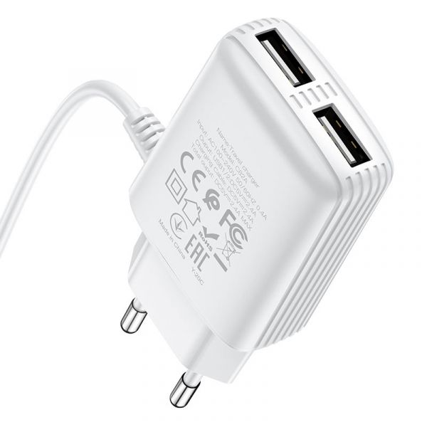 Wall charger “C82A Real power” EU dual port with built-in wire