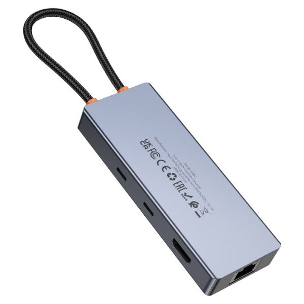 Hoco HB52 Wow 8-in-1 multi-function converter(HDTV+RJ45+SD/TF+PD+Type-C3.0+USB3.0*2) deep space gray