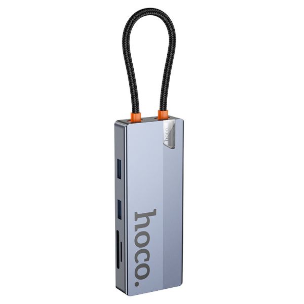 Hoco HB52 Wow 8-in-1 multi-function converter(HDTV+RJ45+SD/TF+PD+Type-C3.0+USB3.0*2) deep space gray