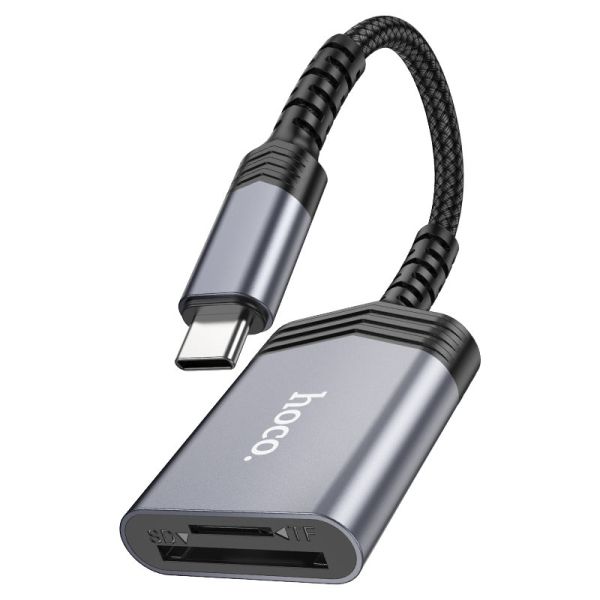 Hoco UA25 2-in-1 card reader Type-C metal gray
