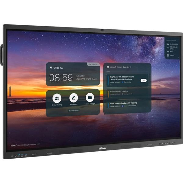Interactive screen Vivitek NovoTouch BK652IW, 65", RAM 4GB, 32GB, Smart Board, Black/Grey + PC Module i5-12450H, 8GB, 256GB SSD, Webcam and microphone