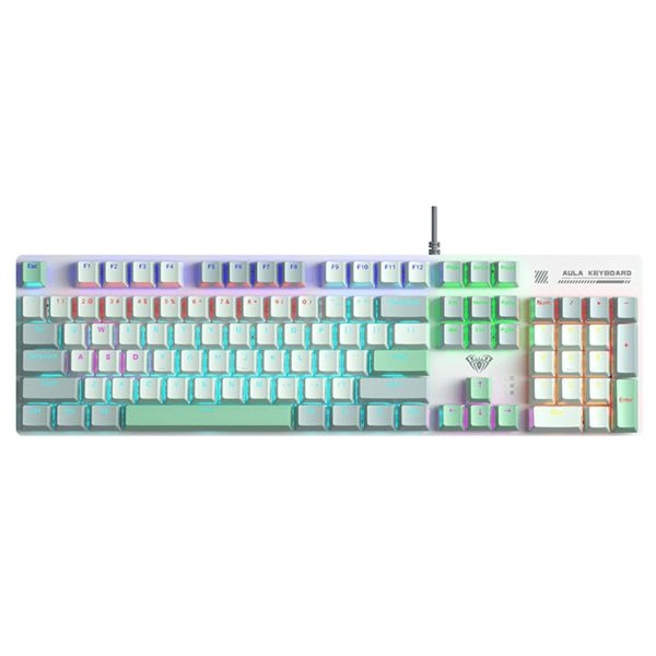 Keyboard: AULA S500 Zoned RGB Wired Mechanical Gaming Keyboard Dark Green/Light Green/White (Blue switch)