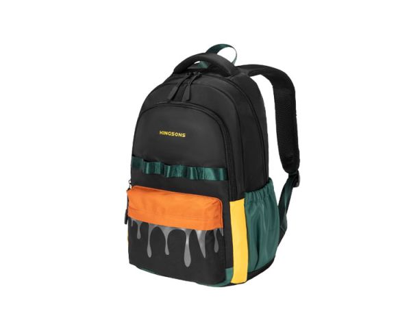 Backpack: kingsons 15.6" Primary School Backpack Black/Green - KS251308