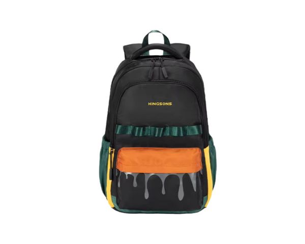 Backpack: kingsons 15.6" Primary School Backpack Black/Green - KS251308