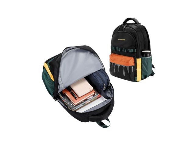 Backpack: kingsons 15.6" Primary School Backpack Black/Green - KS251308