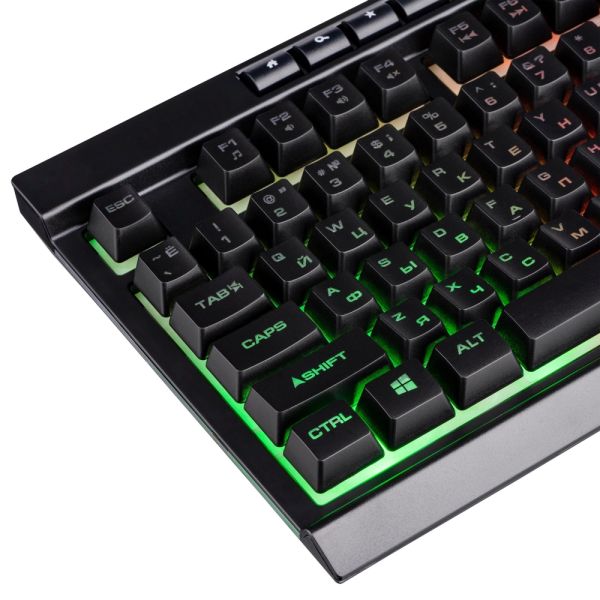 2E GAMING Membrane keyboard KG300 114key, USB-A, EN/RU, LED, black