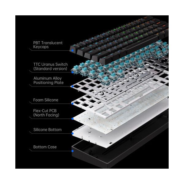 keyboard MCHOSE Ace 60 Pro Hall Effect, KTEK Magnetic Switch,  8K, USB-A, RGB, black