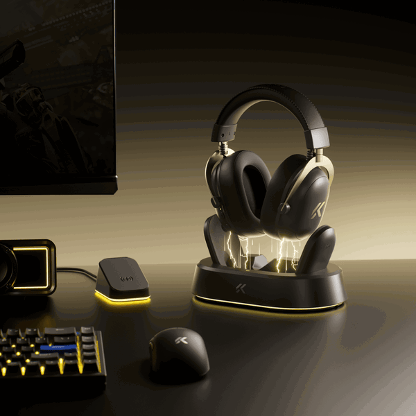 Headset MCHOSE V9Turbo, USB-A/WL/BT, Black Gold