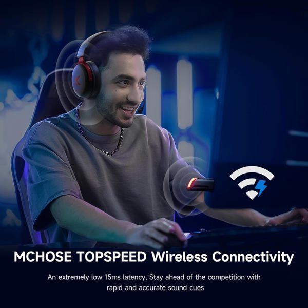 Headset MCHOSE V9 Pro, USB-A/WL/BT, Black Red
