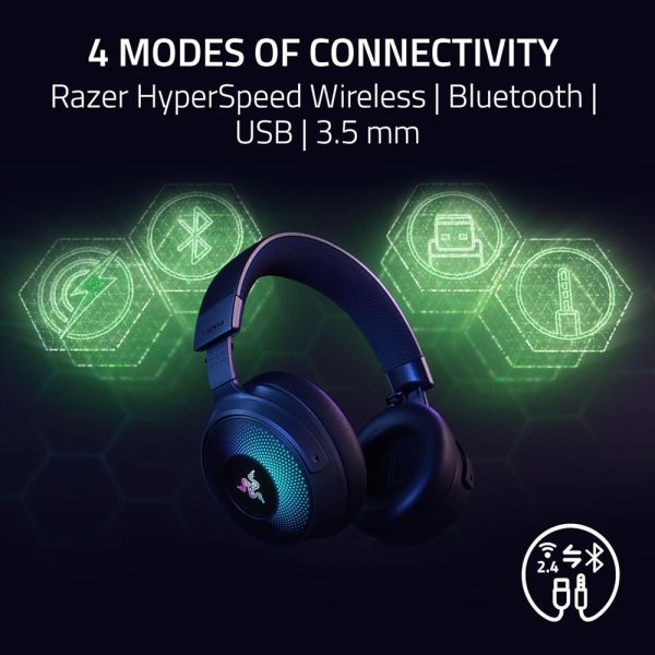 Razer Gaming Headset Kraken V4 Pro, mini-jack/USB-A/BT/WL, RGB, black