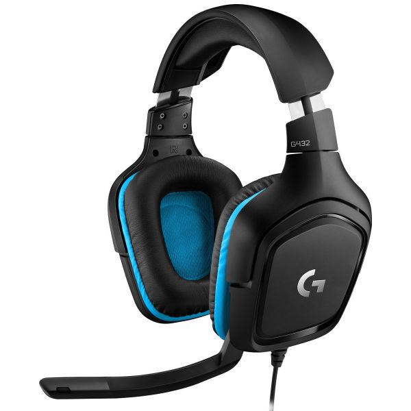 LOGITECH G432 Wired Gaming Headset 7.1 - LEATHERETTE - BLACK/BLUE - USB