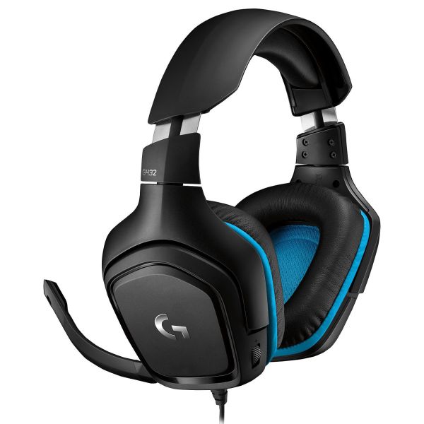 LOGITECH G432 Wired Gaming Headset 7.1 - LEATHERETTE - BLACK/BLUE - USB