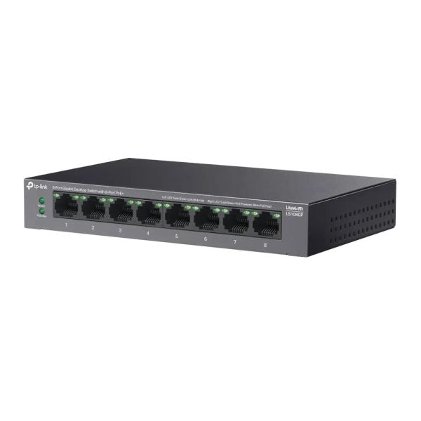 LS108GP, TP-Link, 8-Port Gigabit Desktop Switch with 8-Port PoE+