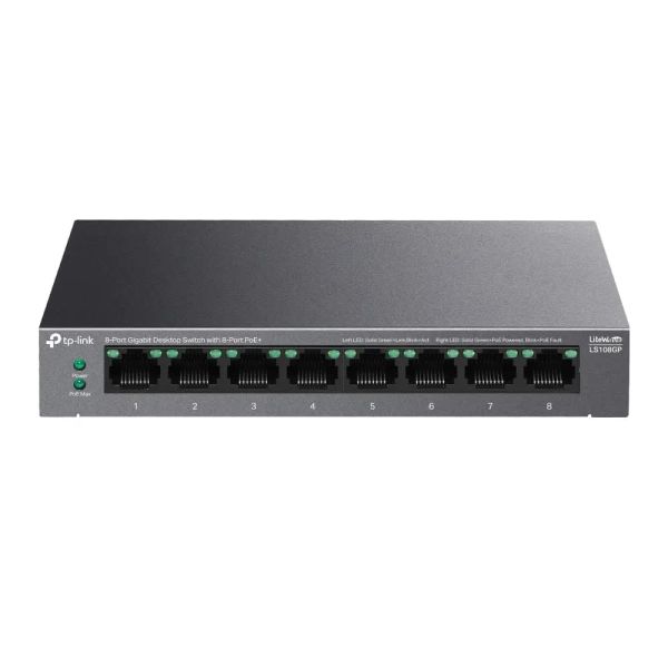 LS108GP, TP-Link, 8-Port Gigabit Desktop Switch with 8-Port PoE+