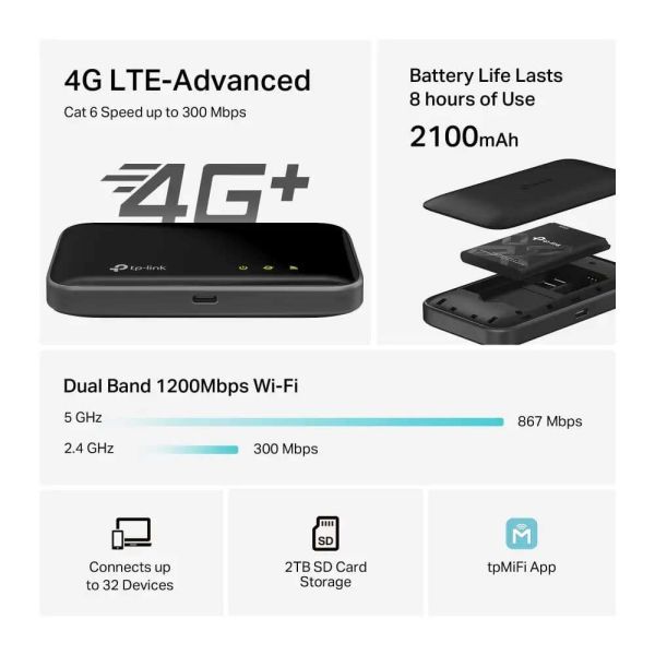 TP-Link, M7400, Router, 300 Mbps LTE-Advanced Mobile Wi-Fi