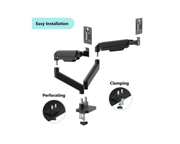 Monitor arm: Gembird MA-DA2-06 Desk mounted adjustable double monitor arm 17"-32" black