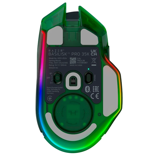 Razer Mouse Basilisk V3 Pro 35K, RGB, USB-A/WL/BT, Phantom Green Ed.