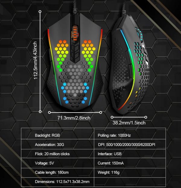 Redragon Memeanlion honeycomb Wired gaming mouse Optical