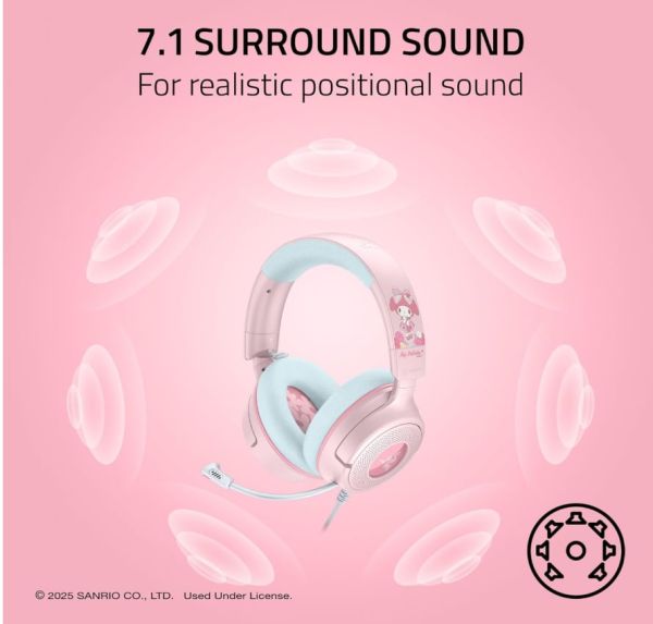 Razer Kraken V4 X Wired Gaming Headset: 40 mm Drivers - Cardioid Mic - Memory Foam Cushions - Chroma RGB Lighting - Type C & Type A Cable - for PC, Mac, PS5, Nintendo Switch 2 - My Melody Edition